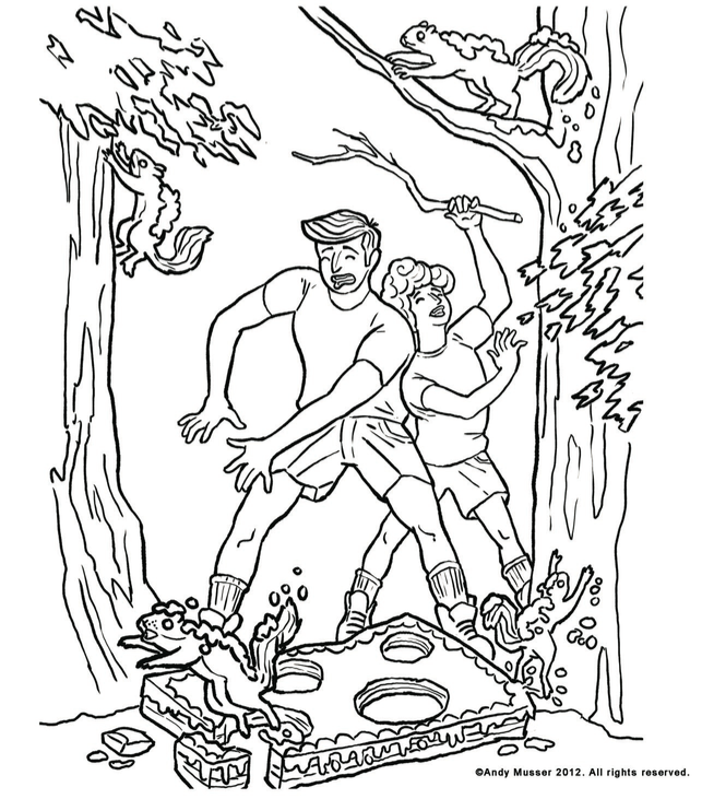 Coloring Page: Camping with the Cake