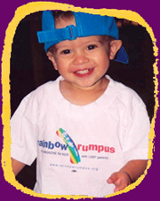 Child wearning Rainbow Rumpus tshir